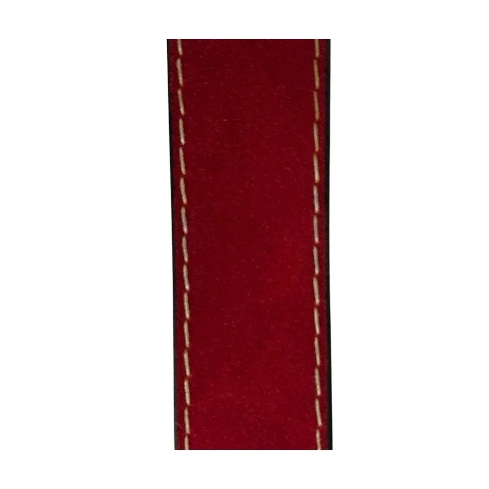 Vtg RED Contrast Stitch Belt Sculptural Buckle Size 34 Heritage 70's Americana